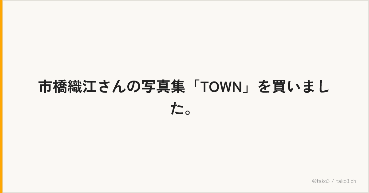 市橋織江さんの写真集「TOWN」を買いました。